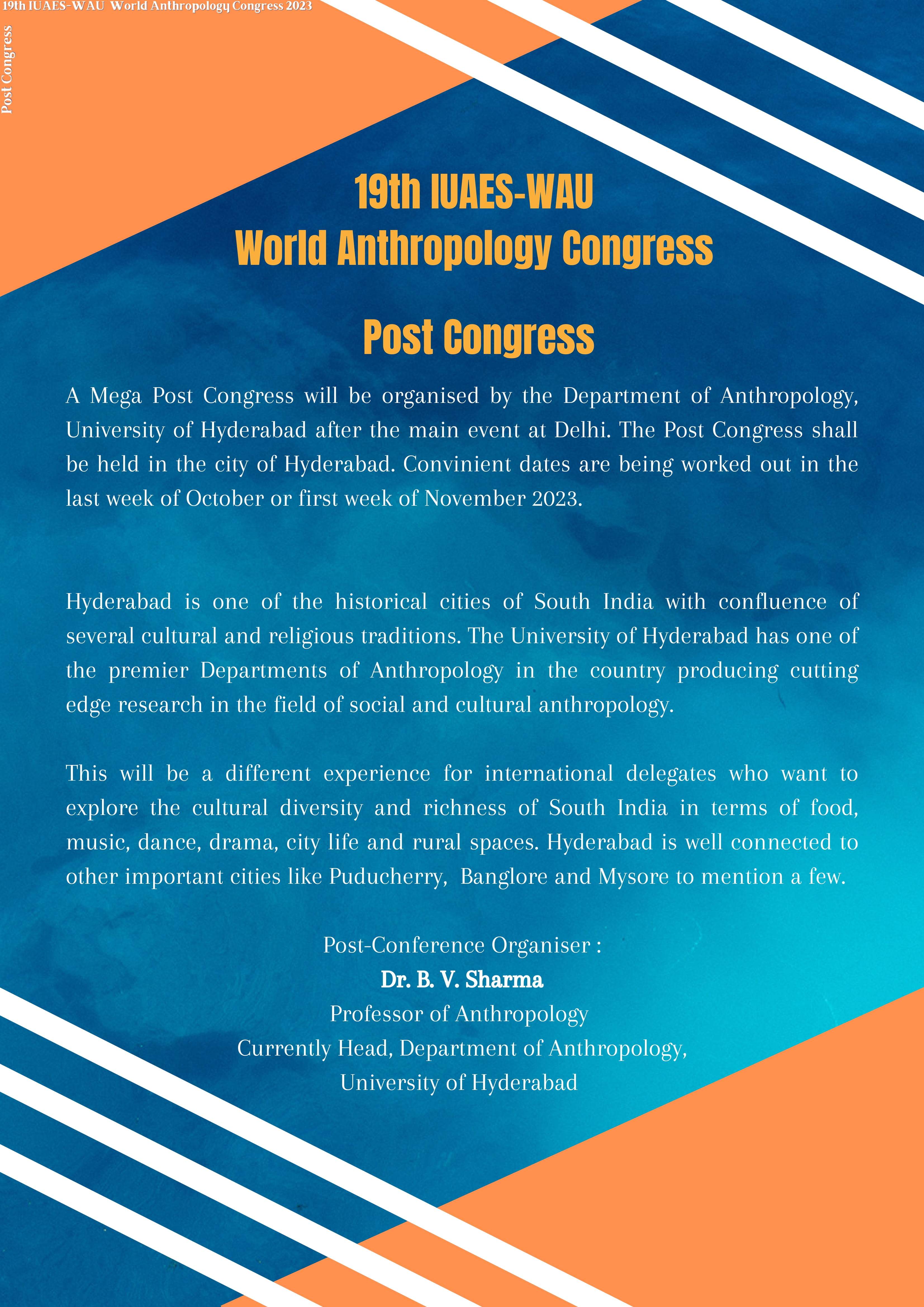 Programme 19th IUAESWAU World Anthropology Congress 2023